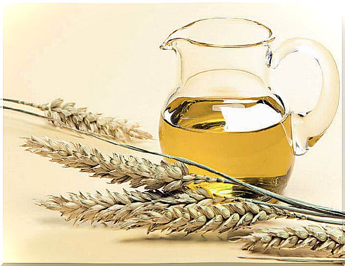 Wheat germ oil in a decanter 