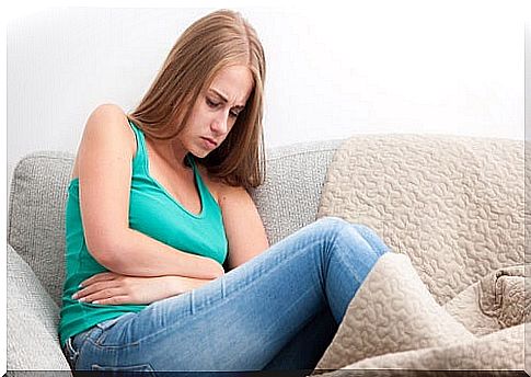 Woman with stomach ulcers