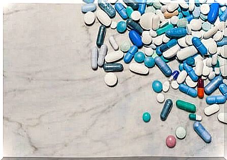 Medicines on a table.