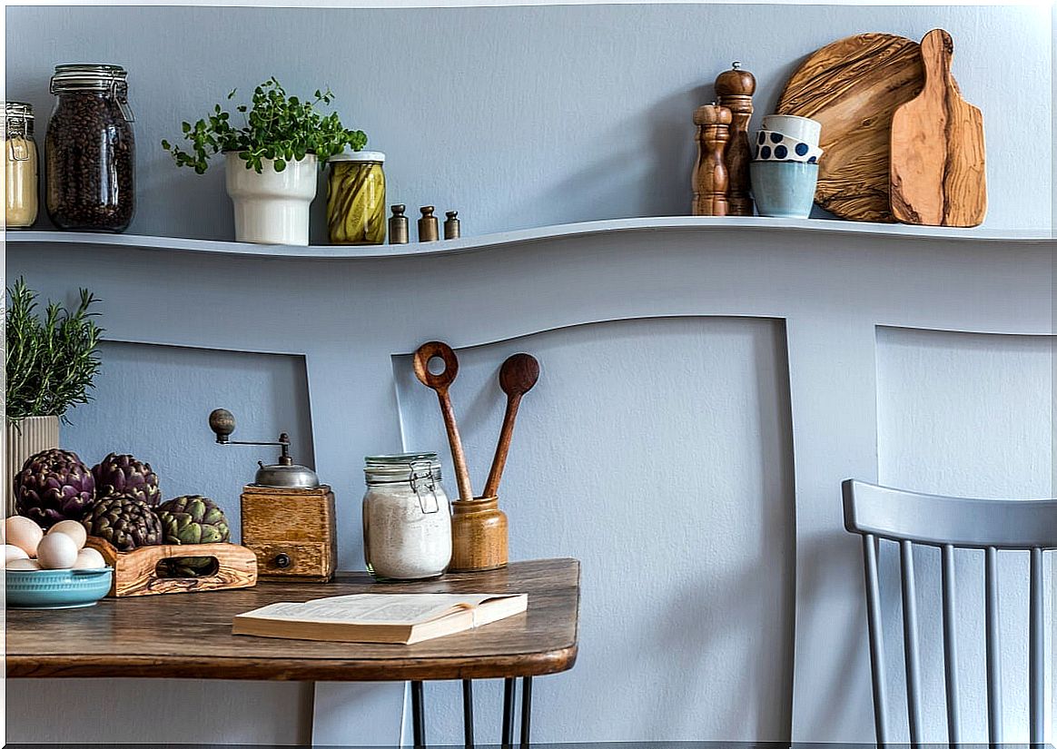 A decorated kitchen.