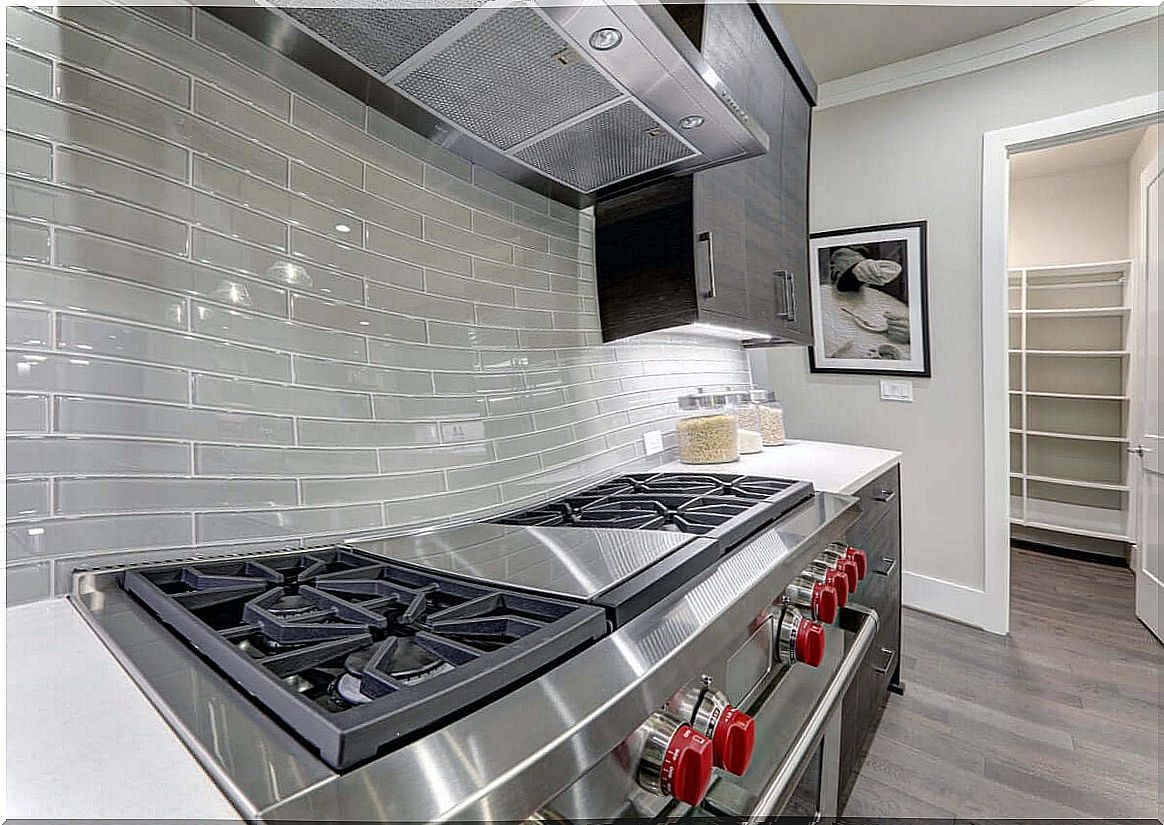 An aluminum kitchen.