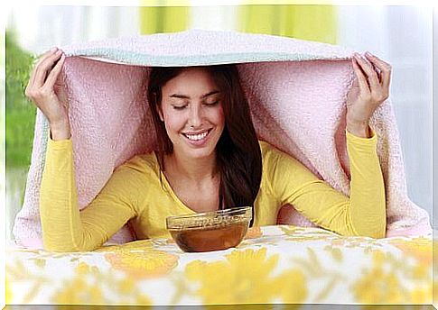 Woman drinking herbal tea